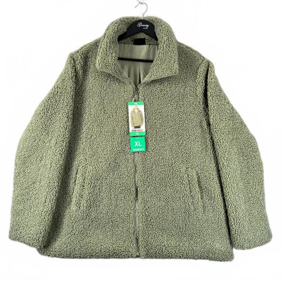 Jackets & Blazers - 32 Degrees Heat Women's Moss Green Fleece Jacket XL Soft Warm Full Zip